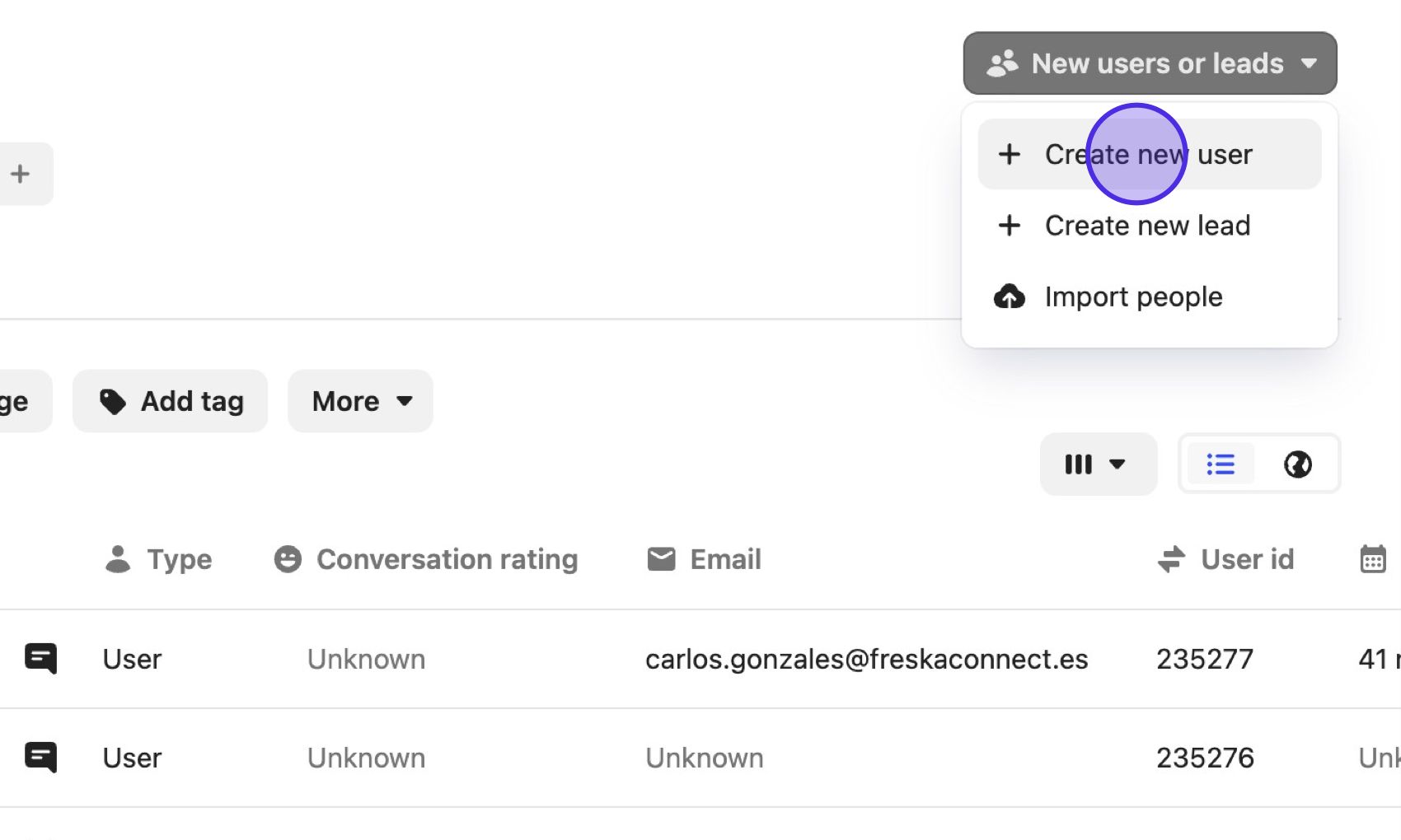 Click the dropdown menu in the top left