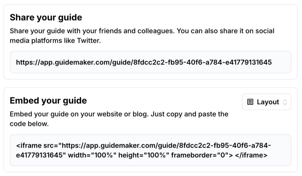 guidemaker share modal